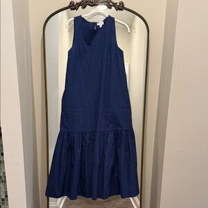 The Drop Sleeveless Navy Maxi Dress with Ruffled Hem XXS